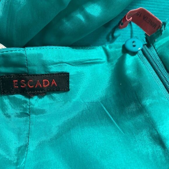 Escada Vintage 2 Piece Wool Pencil Skirt & Double Button Blazer‎ Set Small Green - Picture 12 of 16